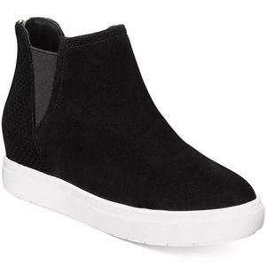 New! INC Suede Tayla Sneakers Hi-Top Black Platform Wedge Heel Fashion Sneaker